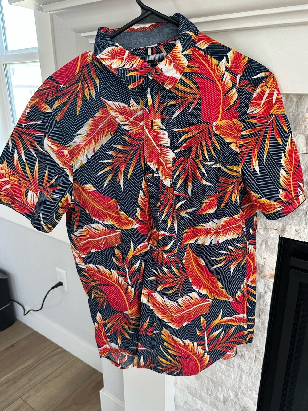 The English Laundry Men's Black Hawaiian Print button down.  Size m
